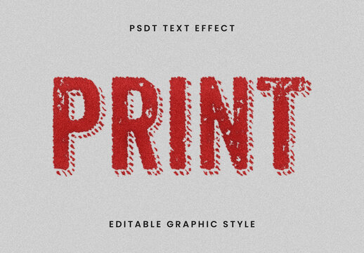 Red Print Stamp Text Effect Retro Grunge Font