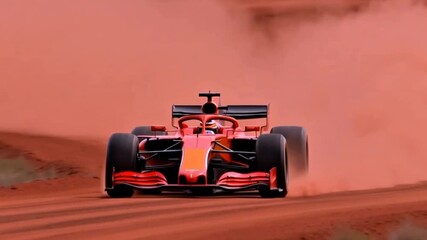 Fast Sports Car Driving Through Dry Desert Landscape
