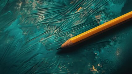 Yellow pencil on textured blue artistic background - Powered by Adobe