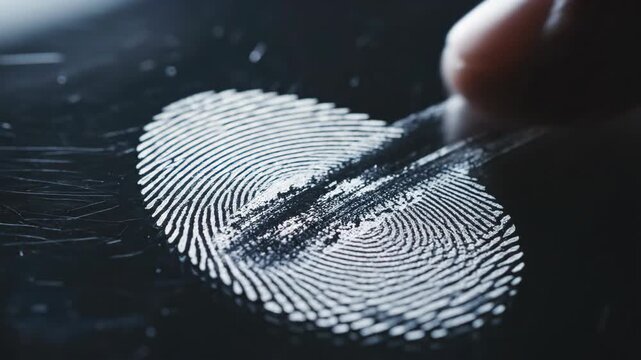 Close-up of a Fingerprint Being Examined on a Glass Surface