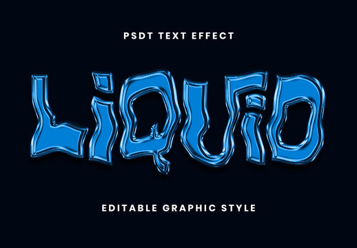 Blue Chrome Liquid Mirror Text Effect Glossy Fluid Font