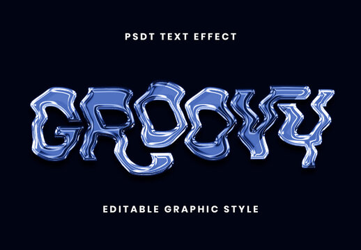 Blue Chrome Ripple Mirror Text Effect Groovy Wavy Shiny Font