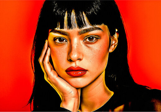 Red And Black Dramatic HDR Portrait Photo Effect Mockup