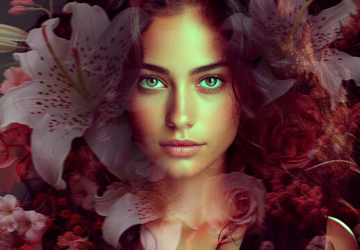 Red And Pink Floral Bloom Photo Effect