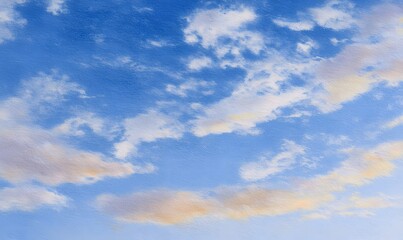 Fototapeta premium a luxury watercoloured winter sky, few clouds, slightly golden hue