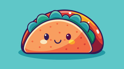 Cute kawaii taco character with smiling face