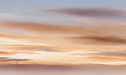 Fototapeta premium a luxury watercoloured winter sky, few clouds, slightly golden hue