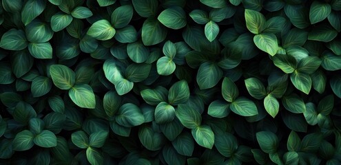 dense overlapping green leaves with visible veins and soft shadows, creating a tranquil, soothing botanical scene