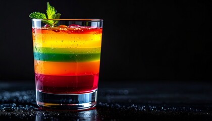 虹色ドリンクとミントの爽やかな演出｜カラフル・飲み物・背景・教育に使える高解像度イメージ
