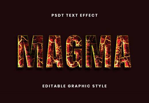 Red And Yellow Molten Lava Chrome Text Effect Cracked Volcano Font