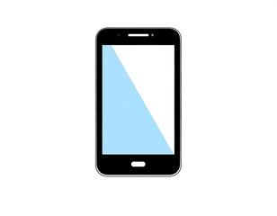 Modern black smartphone with a partially filled blue and white screen
