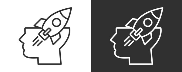 Mind Icon Set Vector Collection Isolated In Black And White