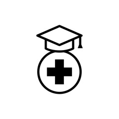 Obraz premium Empowering healthcare through education a symbol of medical knowledge and learning with graduation cap, perfect for health promotions and medical campaigns