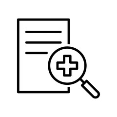 Fototapeta premium Document review icon for business processes, showing magnifying glass with plus sign for detailed analysis and audit, originally a scalable vector graphic