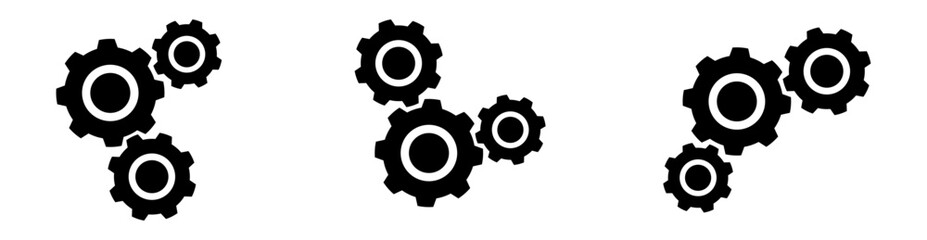 A dynamic cluster of multiple gears arranged in a connected mechanical layout. Perfect for illustrating engineering workflows, automation processes, teamwork, and industrial systems.