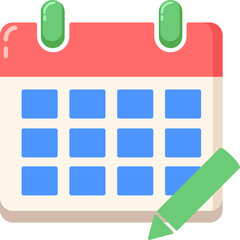 Calendar Icon with Pencil Illustration, edit calendar icon