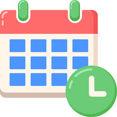 Calendar with Clock Icon Illustration