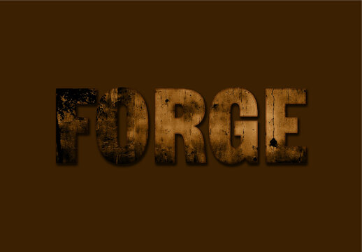 Black And Brown Enlightened Reflective Metal Concrete Text Effect Grunge Industrial Rusty Font