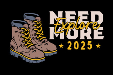 Vector Illustration of Adventure life with Mountain Shoes. Great Outdoors and Adventure Gear Suitable for Tshirt and Logo Design