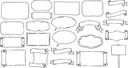 Obraz premium Hand drawn doodle frames banners, scrolls, speech bubbles collection.