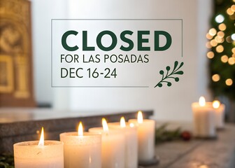 Closed For Las Posadas Holiday, Candles Decor