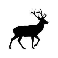 Majestic Deer Silhouette with Antlers Standing Gracefully.