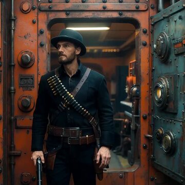 Rusty industrial machine panel