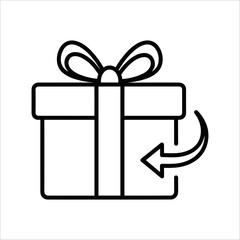 Gift box with return arrow icon representing gift exchange, refund, or product return concept