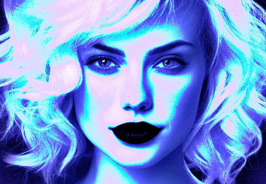 Blue And Violet Cyberpunk Neon Light Photo Effect