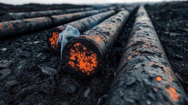 Burning log fire ember charcoal heat smoke ash glow flame timber forest wildfire hazard cinder scorched ignition blaze molten core