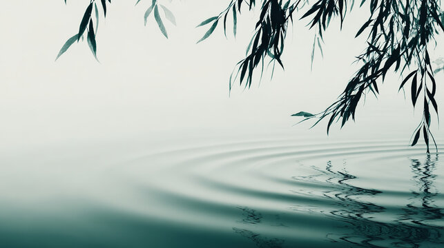 willow. Weeping willow branches dipping into still water, creating ripples. gardening catalogs, home-decor guides, designed for gardening and botanical catalogs, used by cybersecurity analysts.
- Powered by Adobe