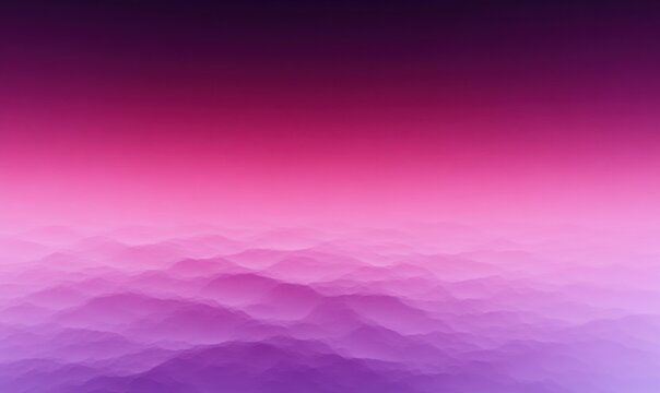 Misty layered purple and pink gradient hills beneath a glowing horizon, calm dreamy and surreal atmosphere