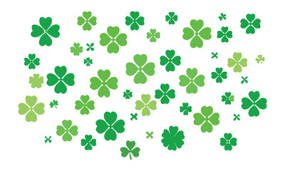 Fototapeta premium Collection of stylized clover leaf illustrations in various vibrant colors and grayscale for st patrick s day or nature themed designs