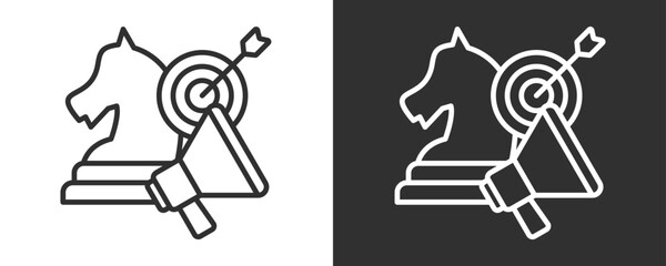 Marketing Strategy Icon Set Vector Collection Isolated In Black And White