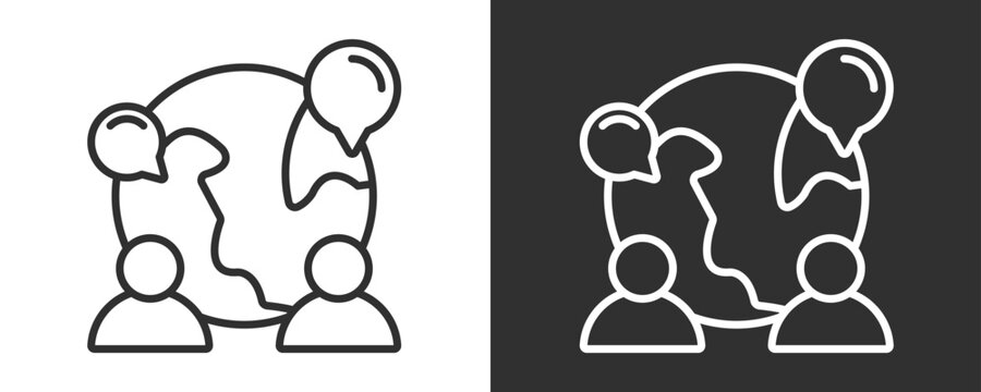 Geographic Icon Set Vector Collection Isolated In Black And White