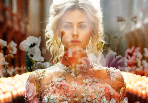 White And Orange Floral Bloom Photo Effect