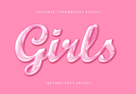 Girly Pink Glossy Script Text Effect
