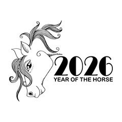 2026 Year of the Horse Chinese Zodiac Line Art