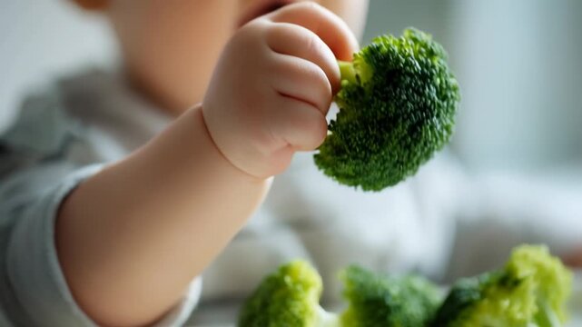 Baby Led Weaning Encouraging Infants to Explore Healthy Eating with Broccoli and Discover Nutritious Food Options for Bright Future