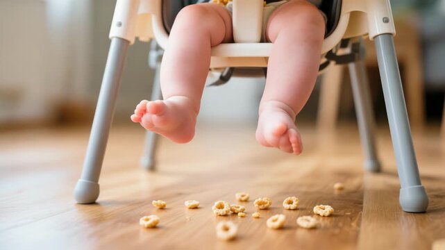 Baby Led Weaning Encouraging Infant Food Exploration from High Chair for Joyful Mealtime Moments and Messy Adventures
