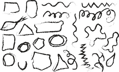 Hand drawn shapes and lines grunge style doodle elements collection