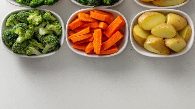 Vibrant Bowl of Fresh Vegetables Broccoli, Carrot, and Potato for Healthy Baby Led Weaning and Nutrition Benefits
