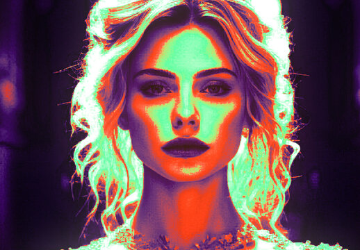Orange And Green Futuristic Neon Edge Photo Effect