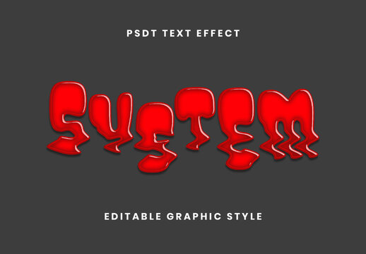 Red Distorted Plastic Text Effect Melting Liquid Glossy Font