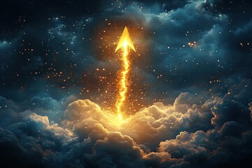 dramatic starry night sky with glowing nebula clouds and scattered ember-like lights evoking awe and tranquil mystery