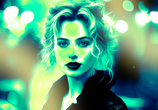 Teal And Black Cyberpunk Neon Light Photo Effect