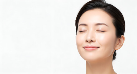 Serene Asian Woman with Closed Eyes, Spa Beauty