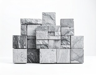 Stacked grey marble cubes