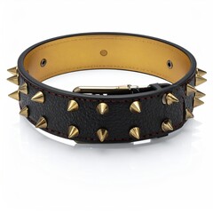 Black leather dog collar with gold studs