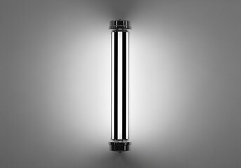 Fototapeta premium Graphic barber shop pole featuring sleek chrome and bold vertical lines